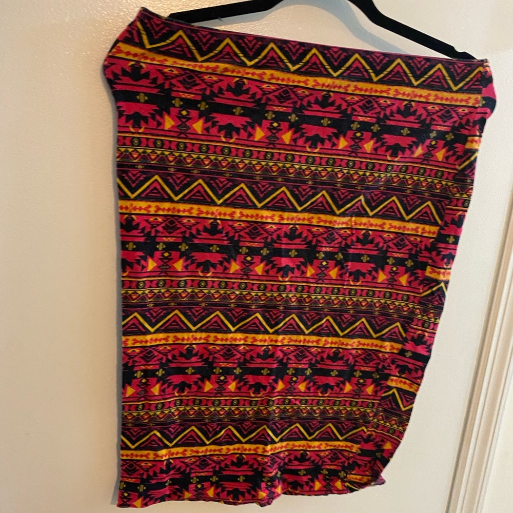 Red yellow and black pencil skirt.